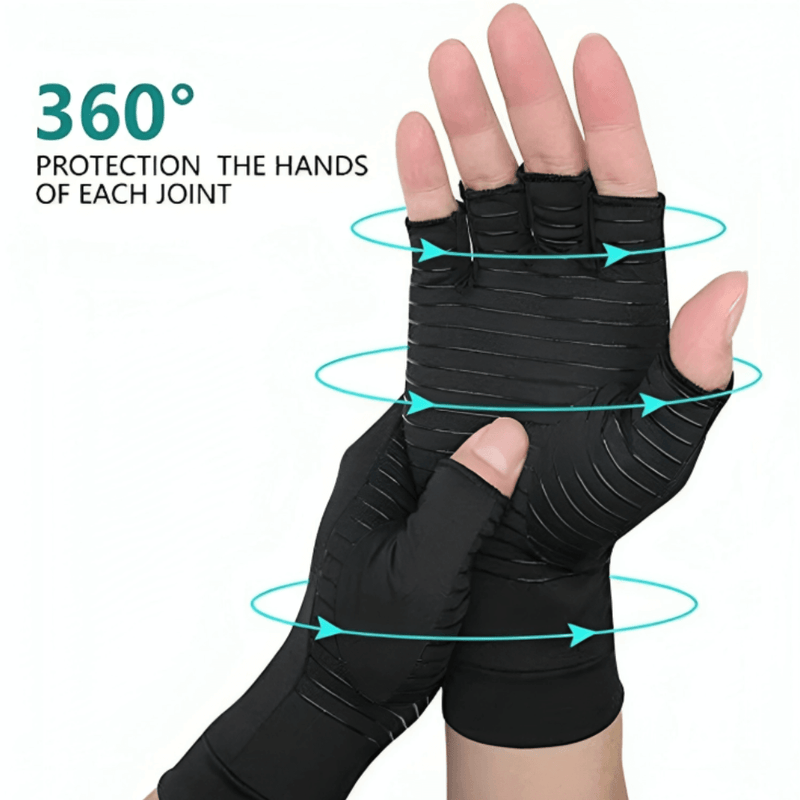 Pain Relief Copper Infused Therapeutic Gloves With wrist Strap For Extra Support