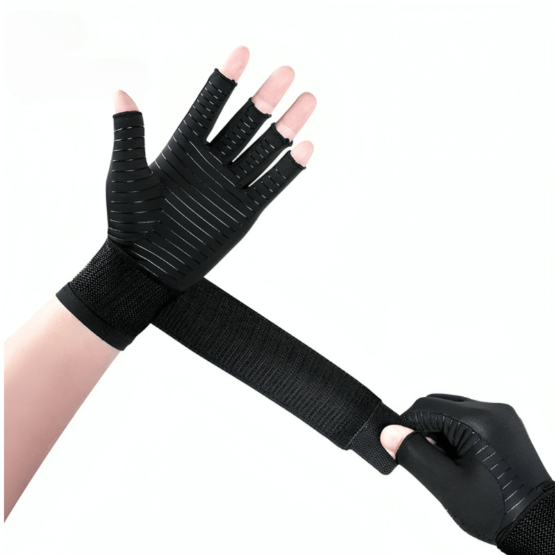 Pain Relief Copper Infused Therapeutic Gloves With wrist Strap For Extra Support