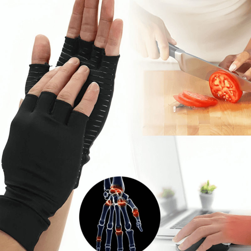 Pain Relief Copper Infused Therapeutic Gloves With wrist Strap For Extra Support