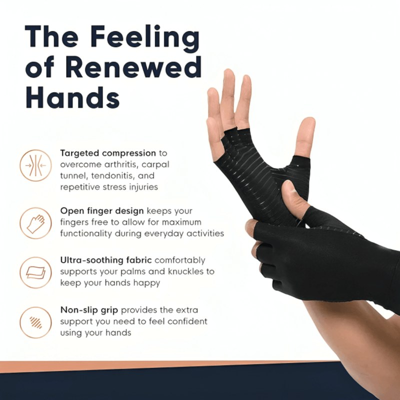 Pain Relief Copper Infused Therapeutic Gloves With wrist Strap For Extra Support